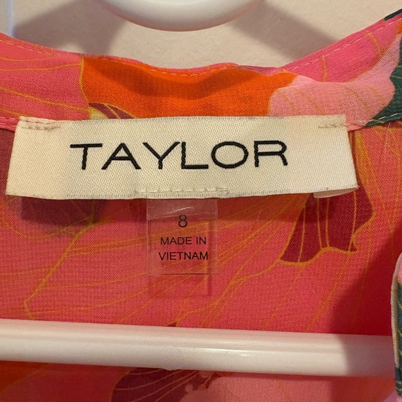 Taylor Pink and Green Floral Long Sleeve Dress - Picture 3 of 4